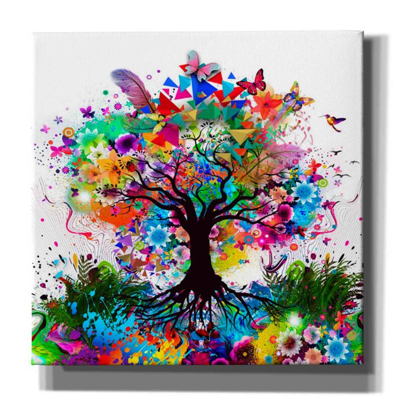 Epic Graffiti 'Kaleidoscope Tree White' Canvas Wall Art - 37x37