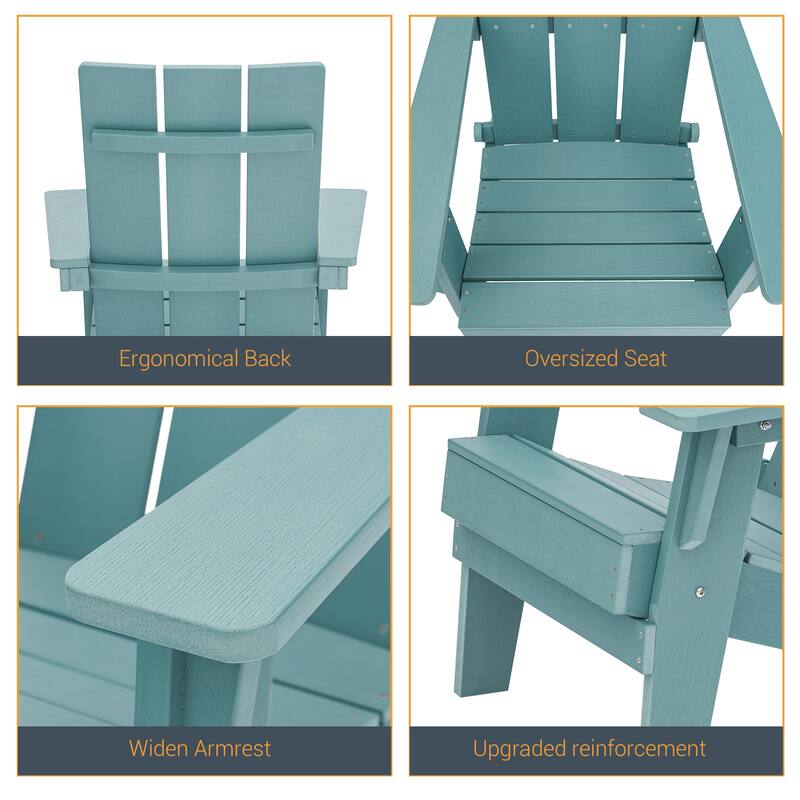 LIVOOSUN Foldable Adirondack Chair,Outdoor Wood-Grain Chair
