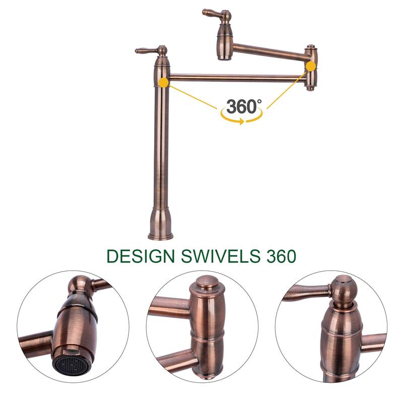 Copper Deck-Mounted Pot Filler Faucet