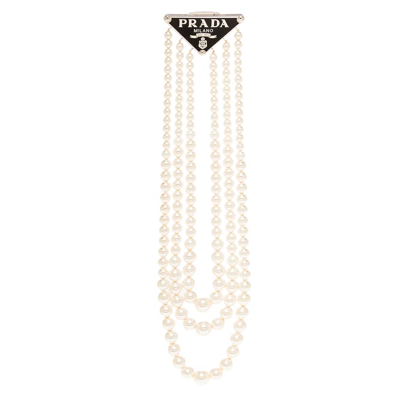 Prada Pearl Brooch Necklace - 16 Inch