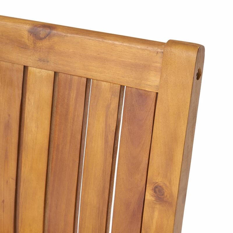 Roomfitters Wilson Set of 2 Outdoor Dining Chairs, Rustic Solid Acacia Wood with Slat Paneling, Teak