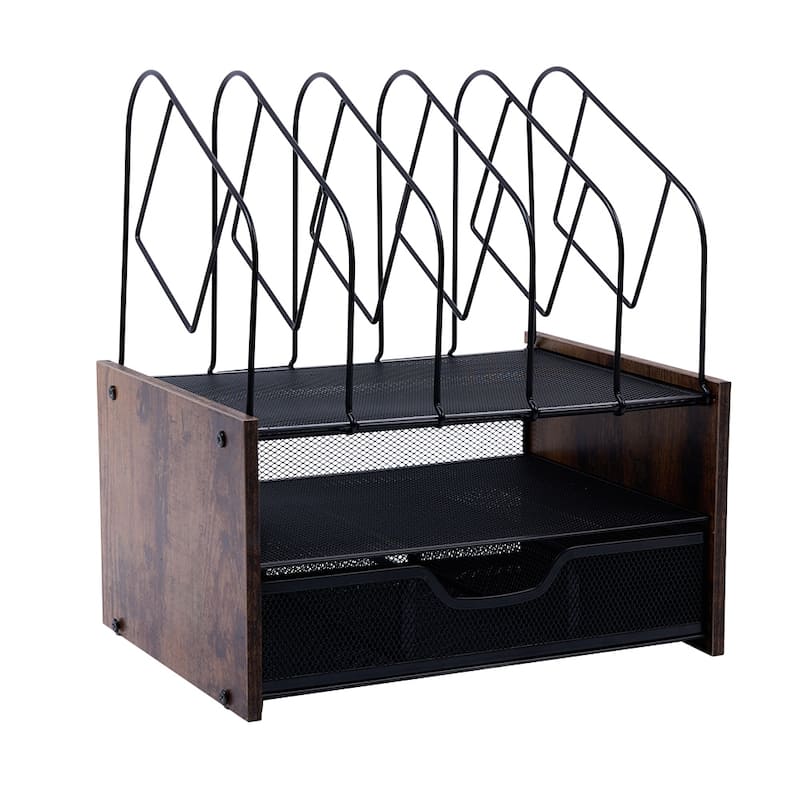 Desktop Organizer Desk Accessories With File Letter Holder And Drawer