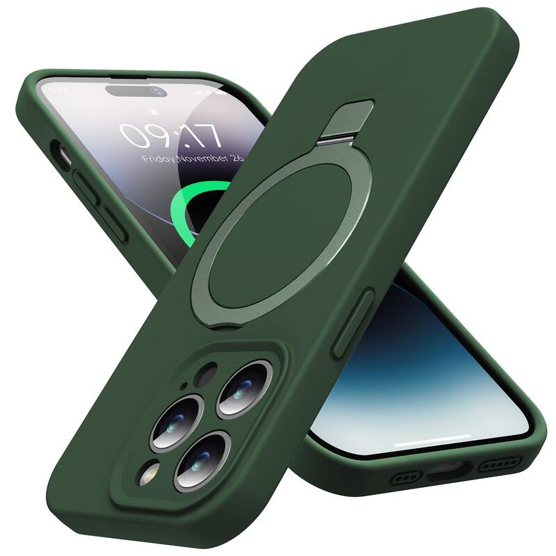 6.7" iPhone 14 Pro Max Case,Liquid Silicone, Moisturizing Factor,Extreme Soft Slim Phone Case with Stand,Compatible with MagSafe