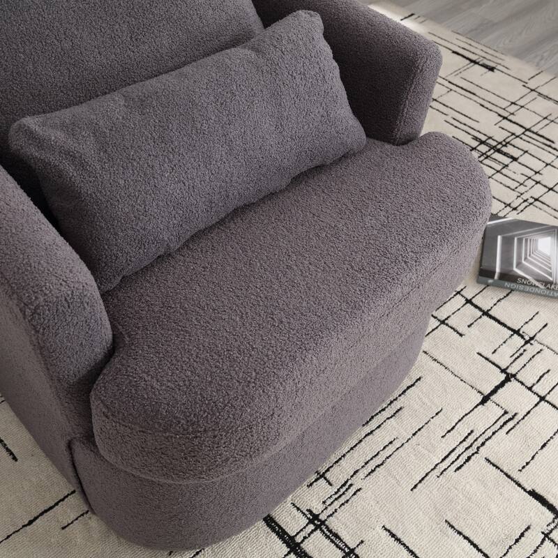 32.68" Swivel Barrel Chair with Metal Base
