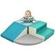 preview thumbnail 8 of 12, Soft Climb and Crawl Foam Playset, Safe Soft Foam Nugget Block for Infants, Preschools, Toddlers, Kids Crawling and Climbing Cyan