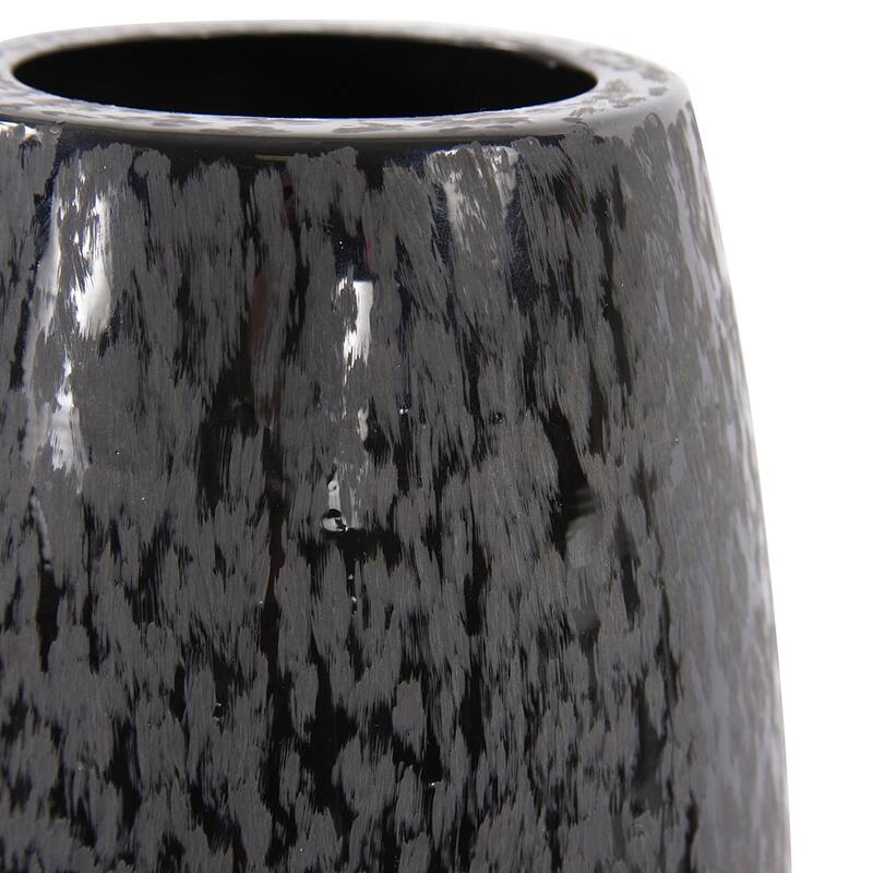 Allan Andrews Chiseled Texture Black Iron Cylinder Vase, Small - 12H x 6W x 6D