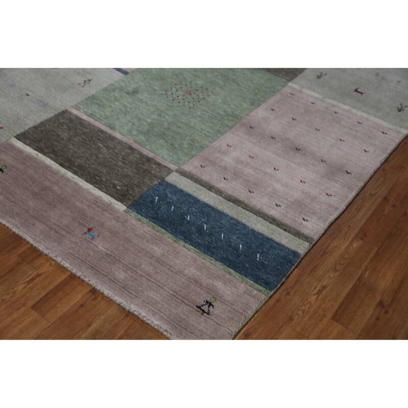 Grey Tribal Gabbeh Indian Area Rug Hand-Knotted Wool Carpet - 5'3" x 7'6"