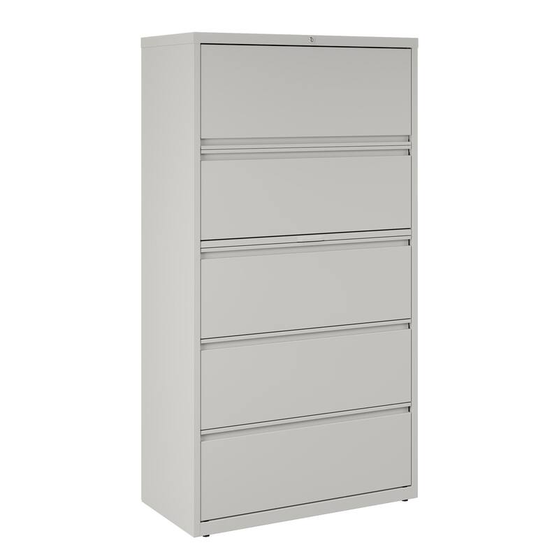 Hirsh 36-in Wide HL10000 Series 5 Drawer Lateral File Cabinet with Posting Shelf and Roll-Out Binder Storage, White