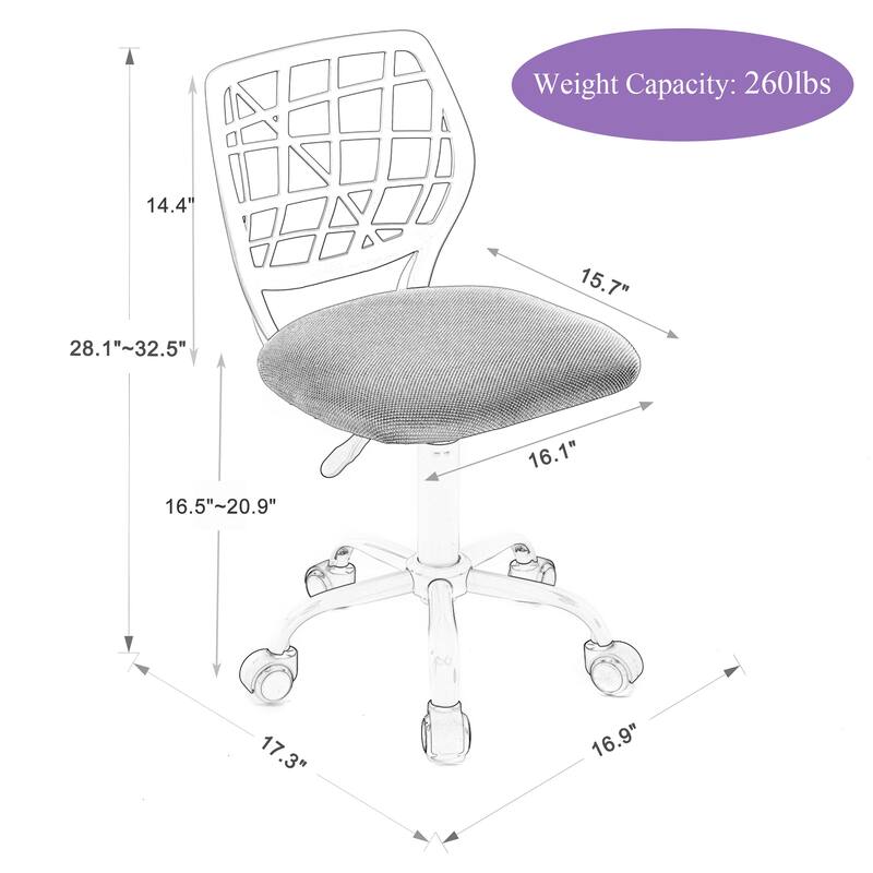 Mesh Ergonomic Swivel Armless Kids Study Chair with Adjustable Height