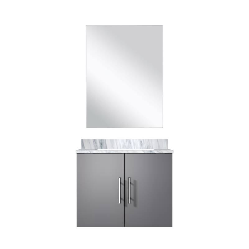 Geneva Bath Vanity with Carrara Marble Top, Sink & Mirror