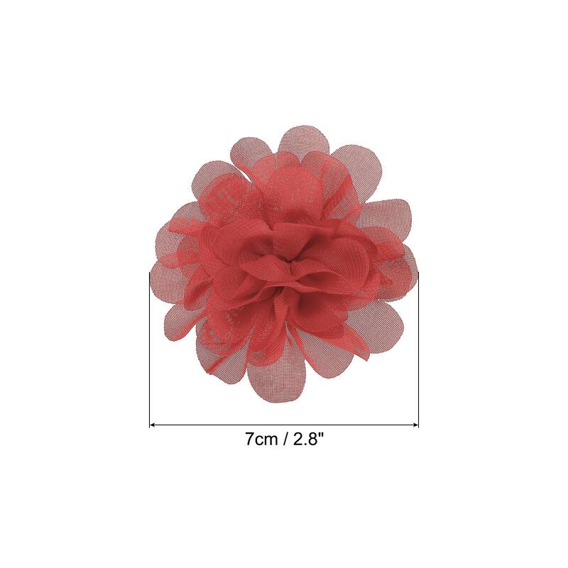 10Pcs Chiffon Flowers Fabric Flower Sewing Fabric Appliques - Dark Coral - 2.8"