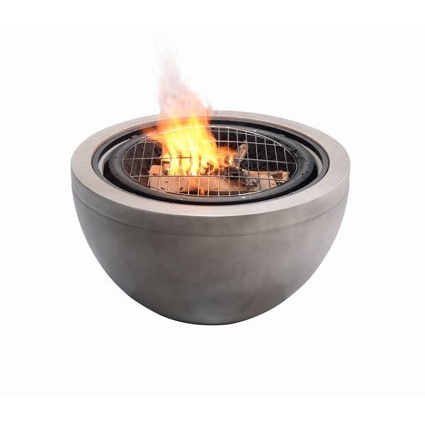 Peaktop 30 Outdoor Round Wood Burning Fire Pit With Concrete Base Gray 30 X 30 X 22 83 On Sale Overstock 26566806