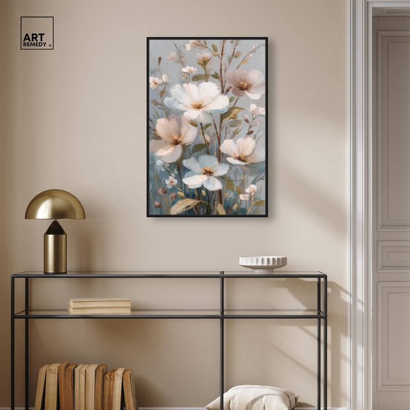 Vintage White Meadow Canvas by Art Remedy