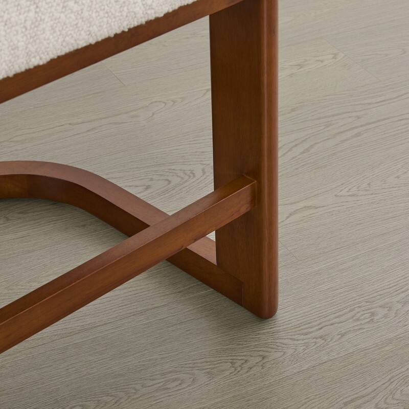 Spruce & Spring Arya Upholstered Boucle Counter Stool with Solid Wood Frame