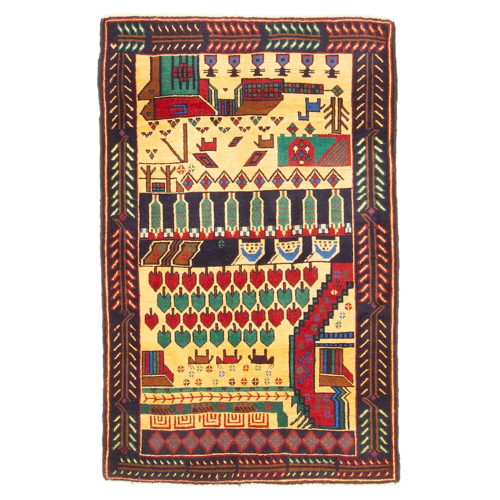 ECARPETGALLERY Hand-knotted Teimani Light Orange Wool Rug - 2'11 x 4'7