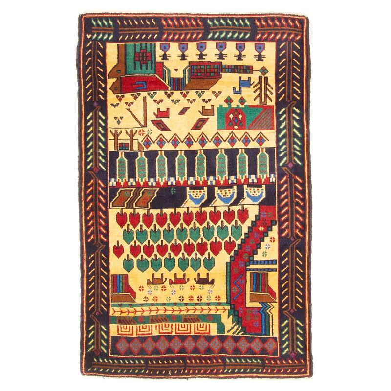 ECARPETGALLERY Hand-knotted Teimani Light Orange Wool Rug - 2'11 x 4'7