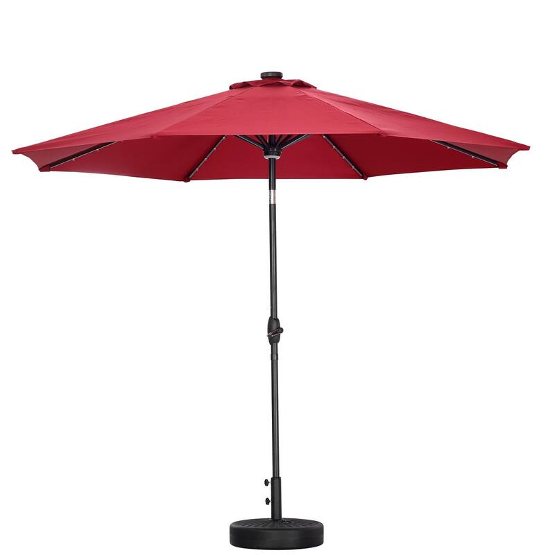 Ainfox 10ft Patio Umbrella with Lights without Base Outdoor Solar Umbrella