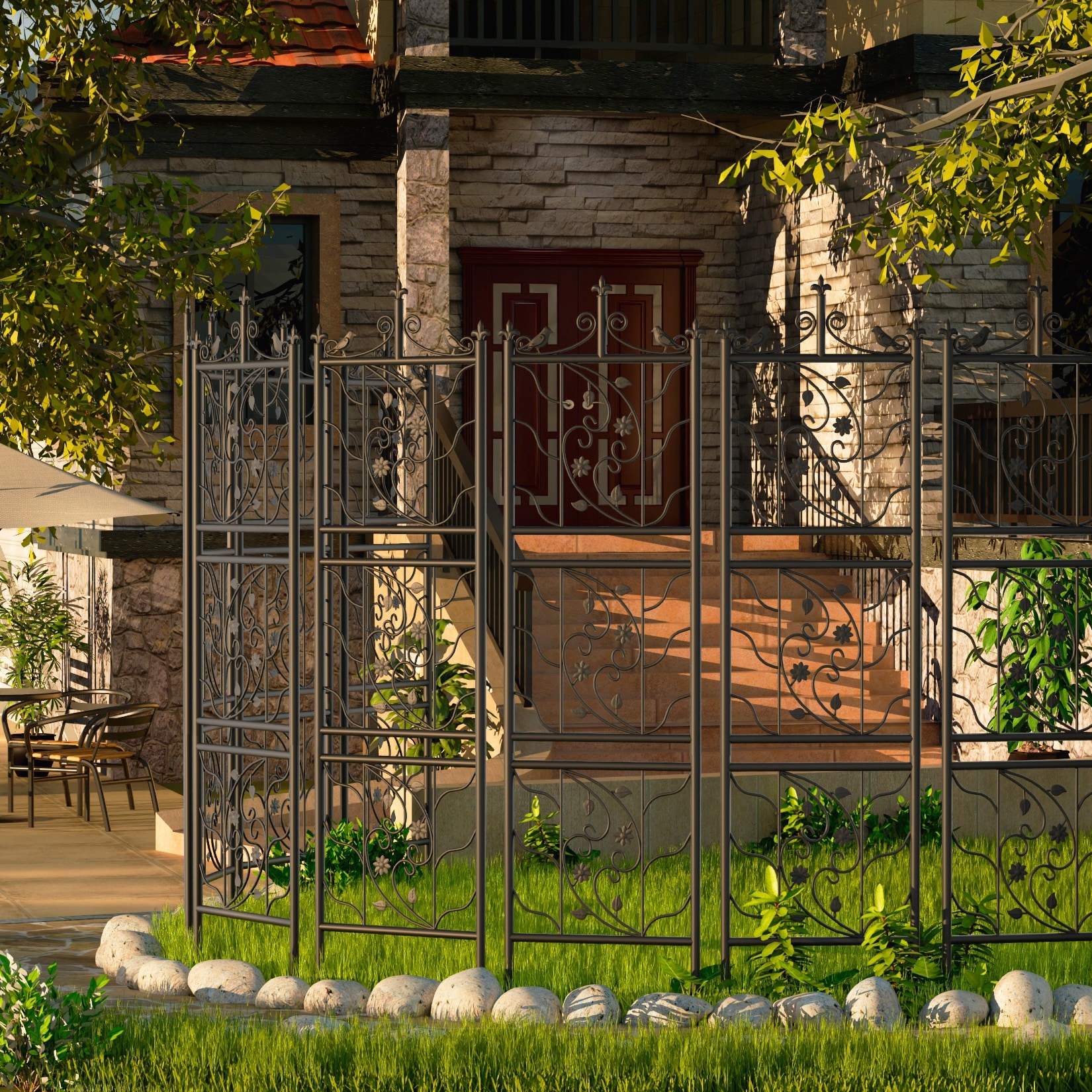 Tall outdoor gate top