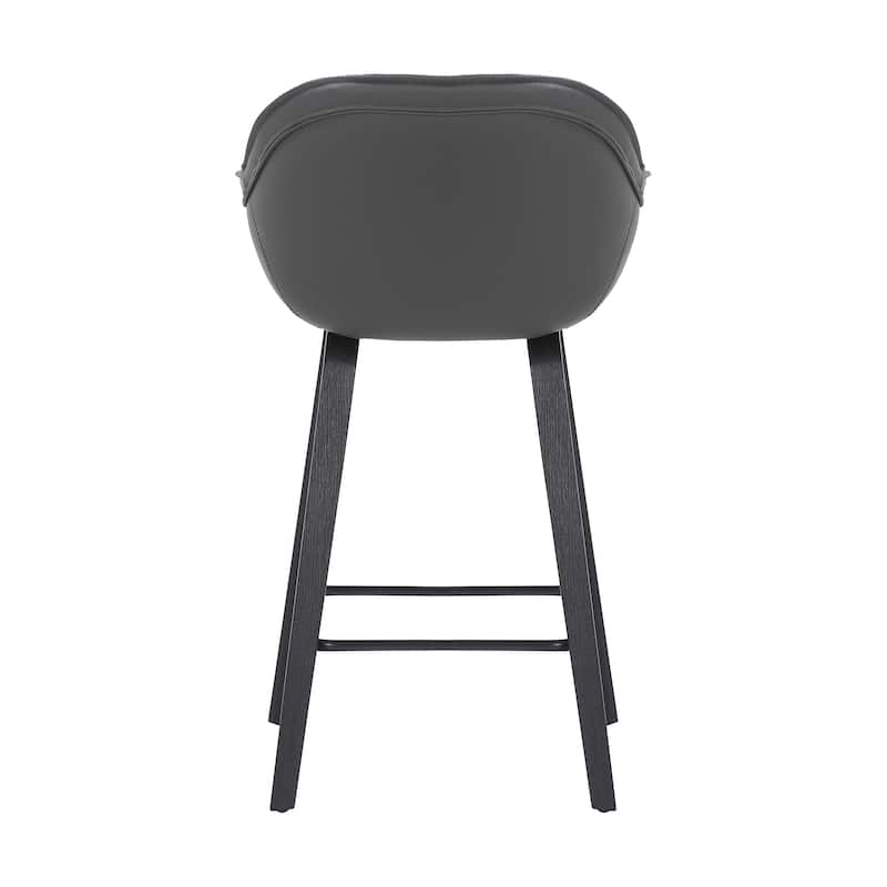 Crimson Gray Faux Leather and Black Wood Bar or Counter Height Stool