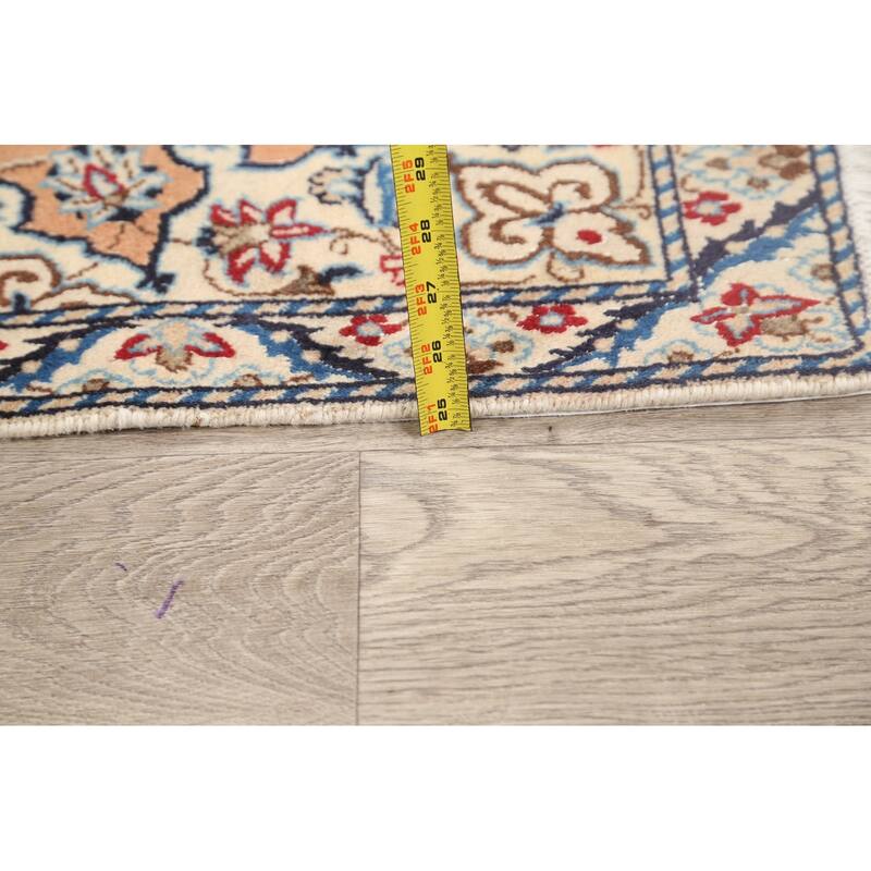 Vegetable Dye Floral Nain Persian Area Rug Hand-knotted Wool Carpet - 2'11" x 4'6"