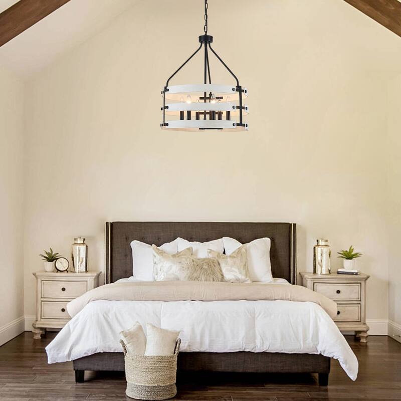 6-light Farmhouse Circle Foyer Pendant Light Hanging Island Chandelier for Dining Room