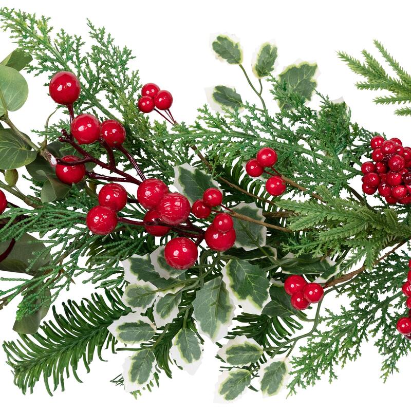 Mixed Pine Cedar and Berries Artificial Christmas Garland - 5' - Unlit