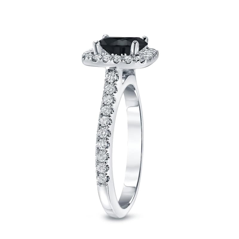 Auriya 14k Gold 1 2/5ctw Halo Black Diamond Engagement Ring