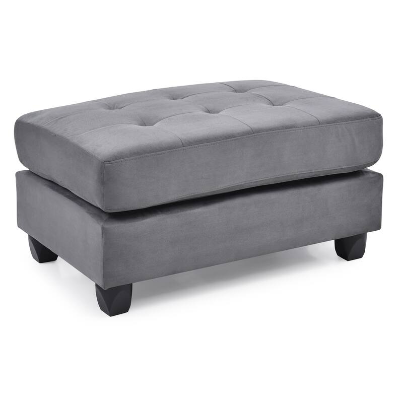 Upholstered Tufted Ottoman - 38" - Gray