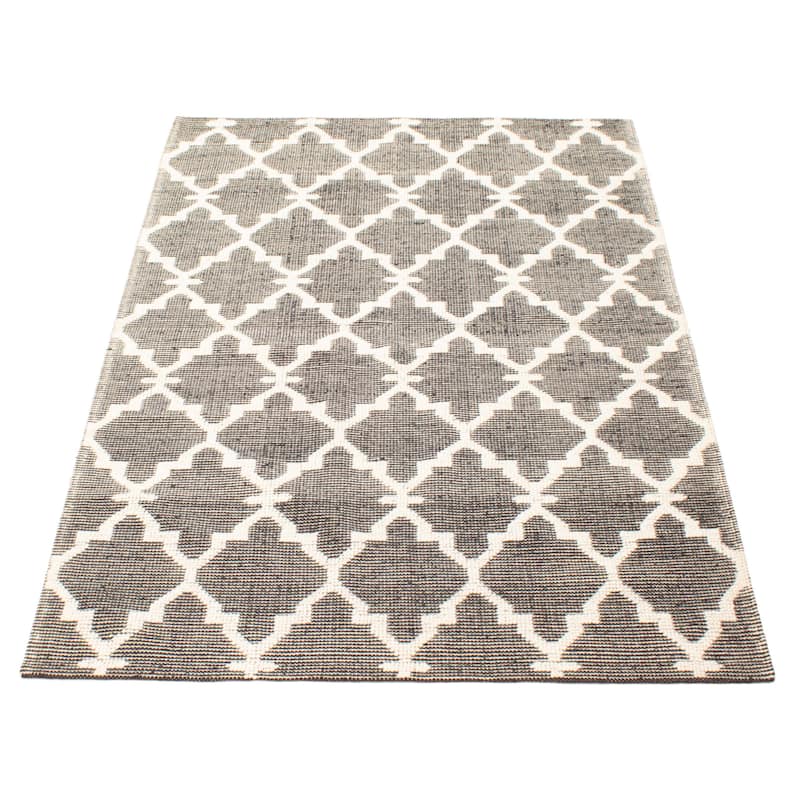 ECARPETGALLERY Braid weave Sienna Black Wool Rug - 5'1 x 7'7