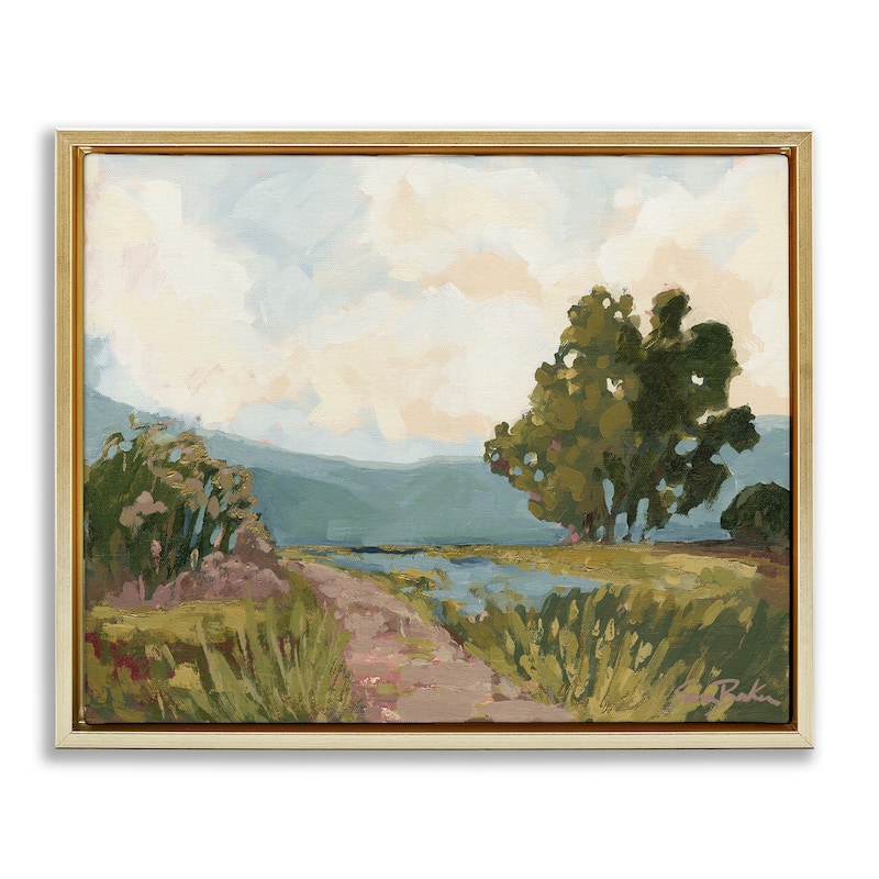 Stupell Path to Distant Countryside Framed Floater Canvas Wall Art Design By Sara Baker - 31 x 25 - Gold
