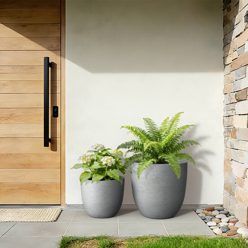 Concrete Tall Round Pot for Indoor & Outdoor(Upgraded Interior)