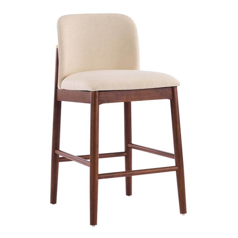 Christopher Knight Home - Lois Modern Upholstered Solid Rubberwood Counter Stool Set - Bar Chairs with Ergonomic Backrest