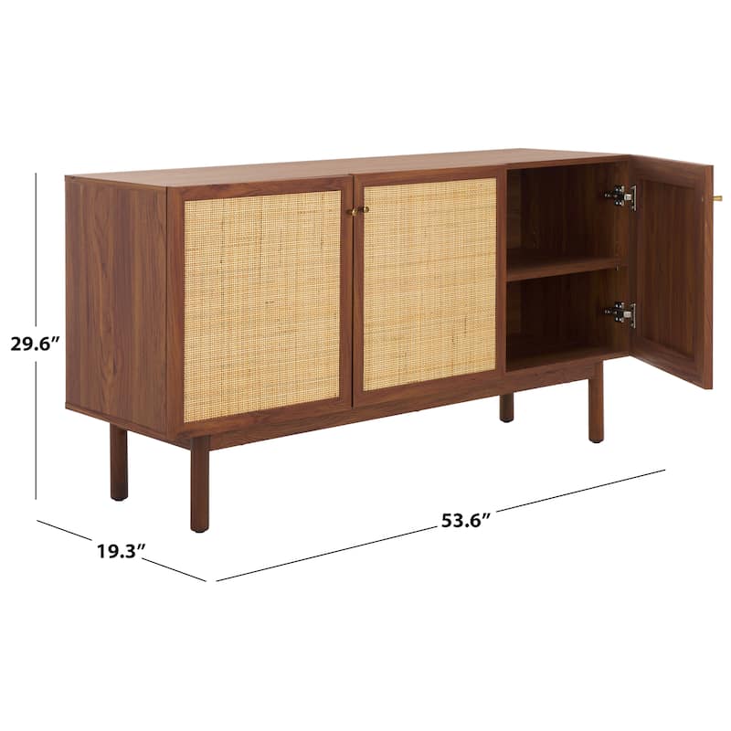 SAFAVIEH Home Aino 3 Door Sideboard/Media Stand - 54Wx19Dx30H - Walnut