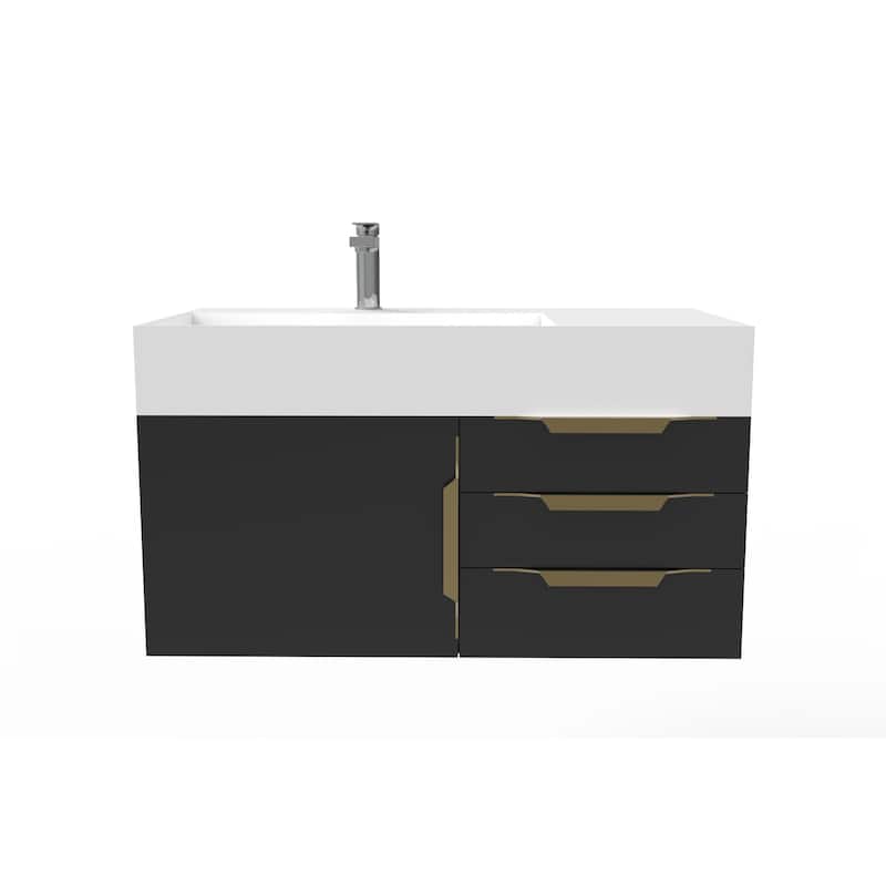 Amazon 36" Wall Mounted Bathroom Vanity Set w/ White Top