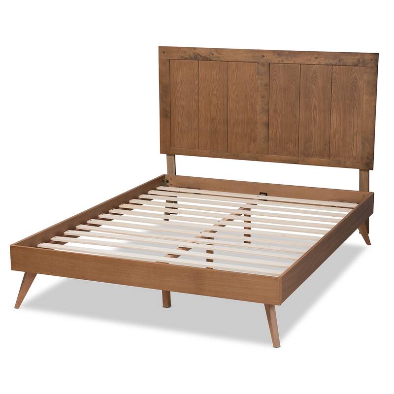 Amira Transitional Ash Walnut Finished Wood Platform Bed