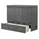 preview thumbnail 2 of 18, Murphy Bed with USB Port and a Large Drawer, Folding Bed, Gray