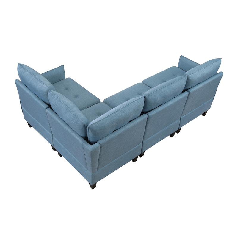 Dorian Textured 4-Piece Sectional Sofa - Storage, Button-Tufted