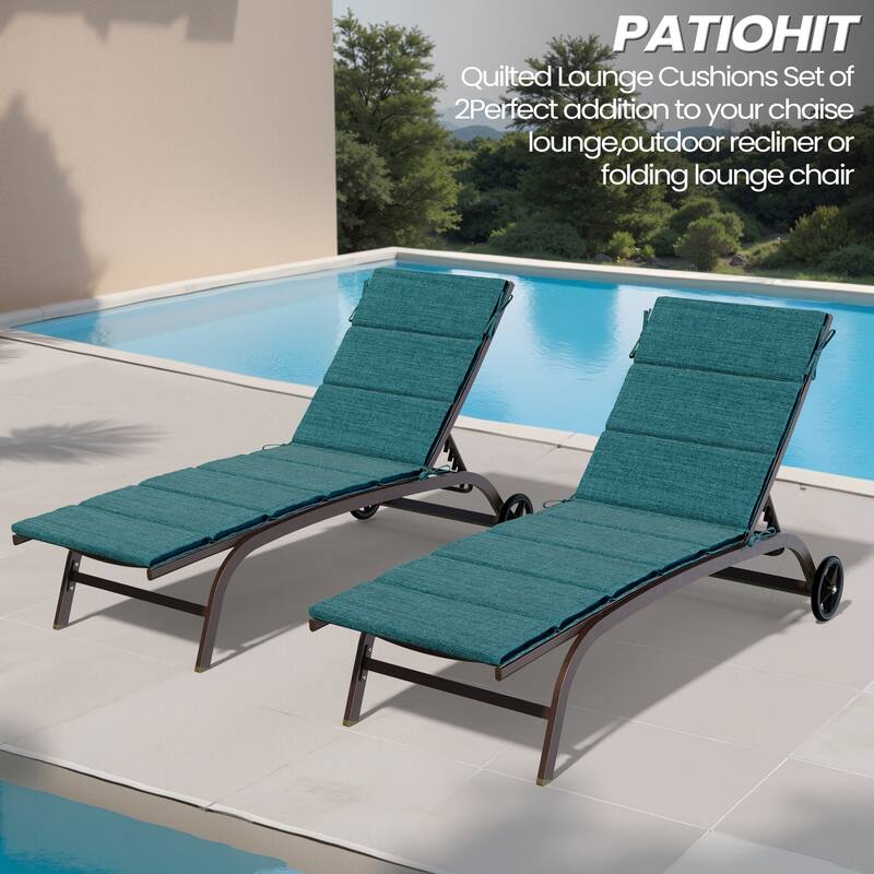 Pellebant Outdoor Patio Chaise Lounge Cushion Lounger Pad - MALACHITE-73in-2PC