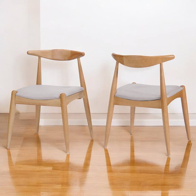 5-Piece Mid-Century Modern Dining Set with Solid Rubberwood Frame Table & Upholstered Chairs for Dining Room and Kitchen