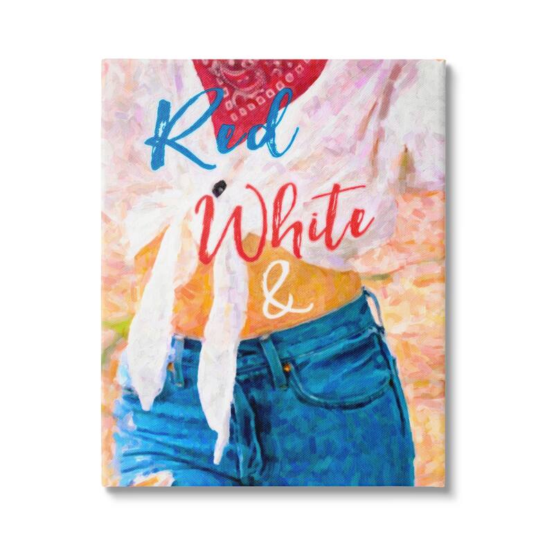 Stupell Industries Red White & Blue Patriotic American Celebration Canvas Wall Art, Design by Graffitee Studios - 36 x 48