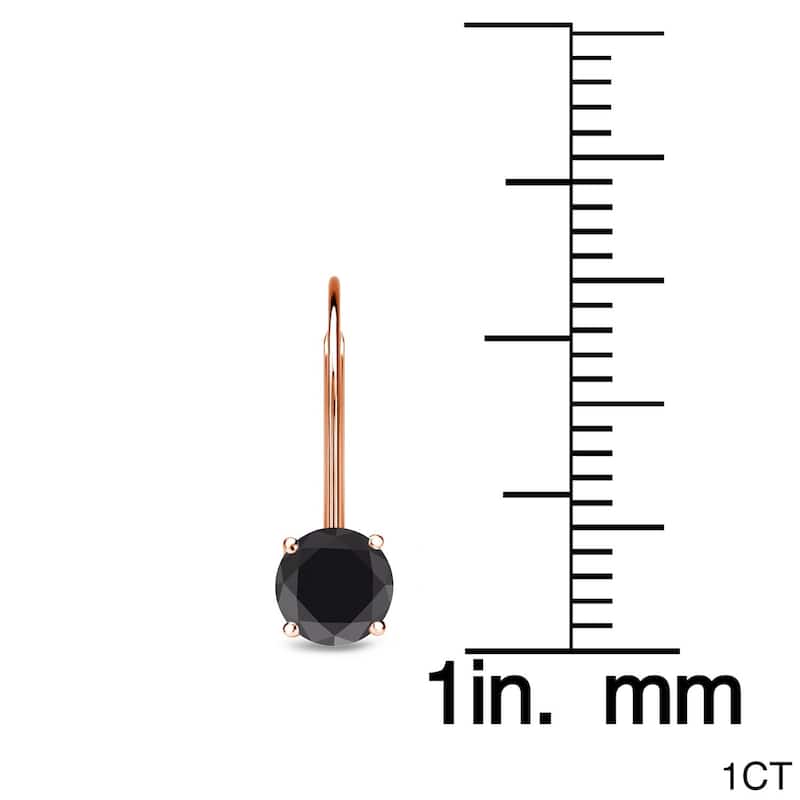 Auriya 1 to 4ctw Round Black Diamond Earrings 14k Rose Gold Lever-back - 1ctw