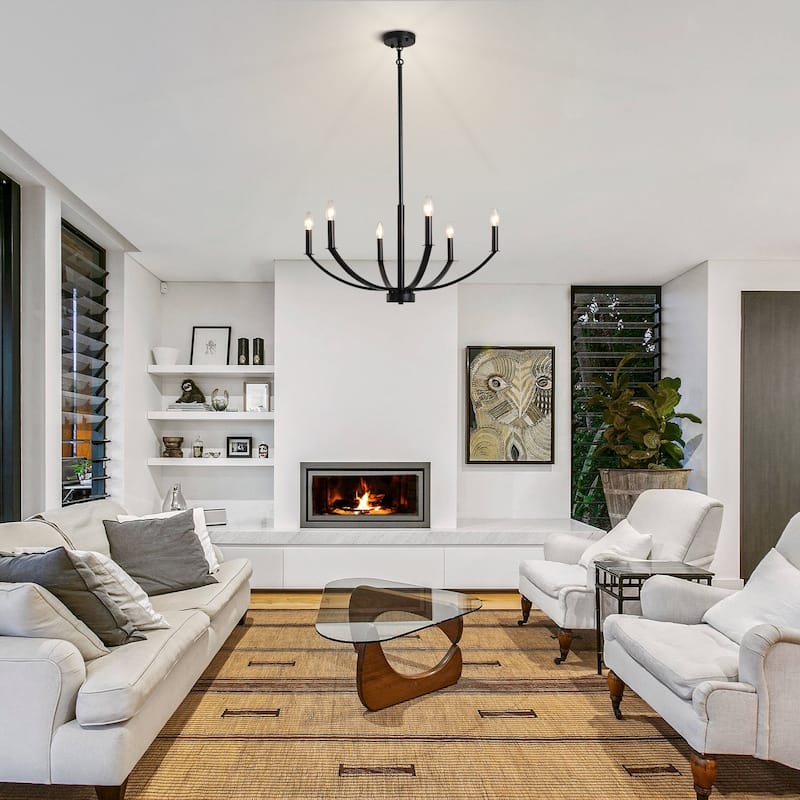 Modern Farmhouse 6-Light Candle Chandelier, Classic Chandelier for Dining Room Living Room Bedroom Kitchen - 6
