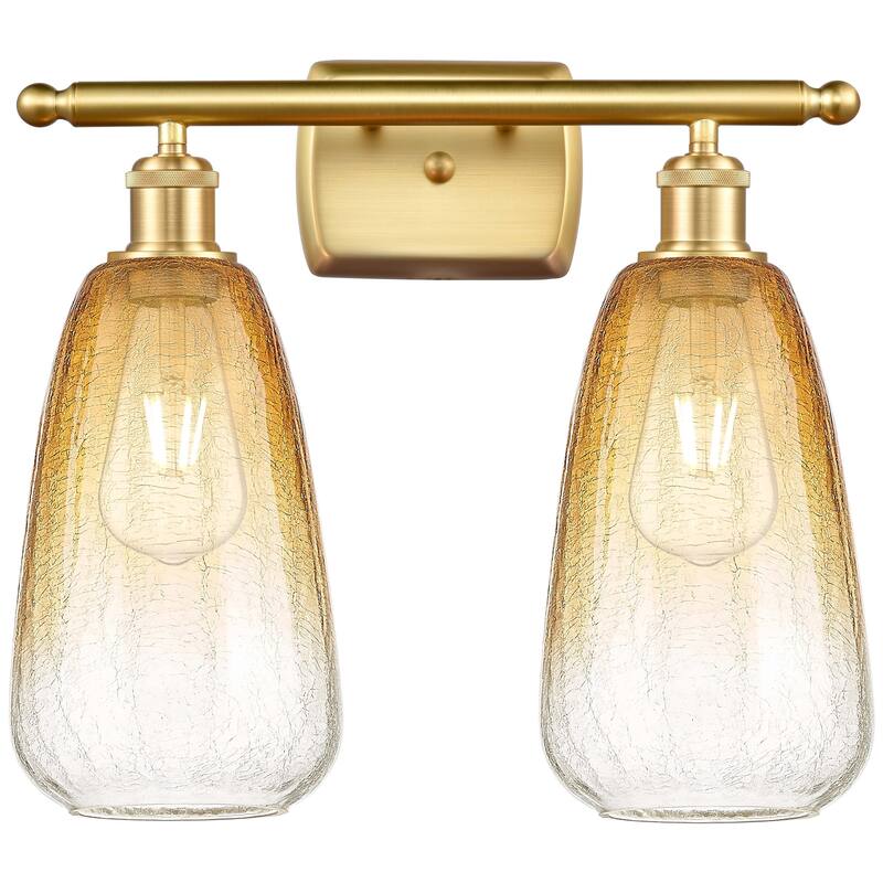 Innovations Lighting 516-2W-14-16 Brookhaven Almond Vanity Brookhaven - Satin Gold / Amber