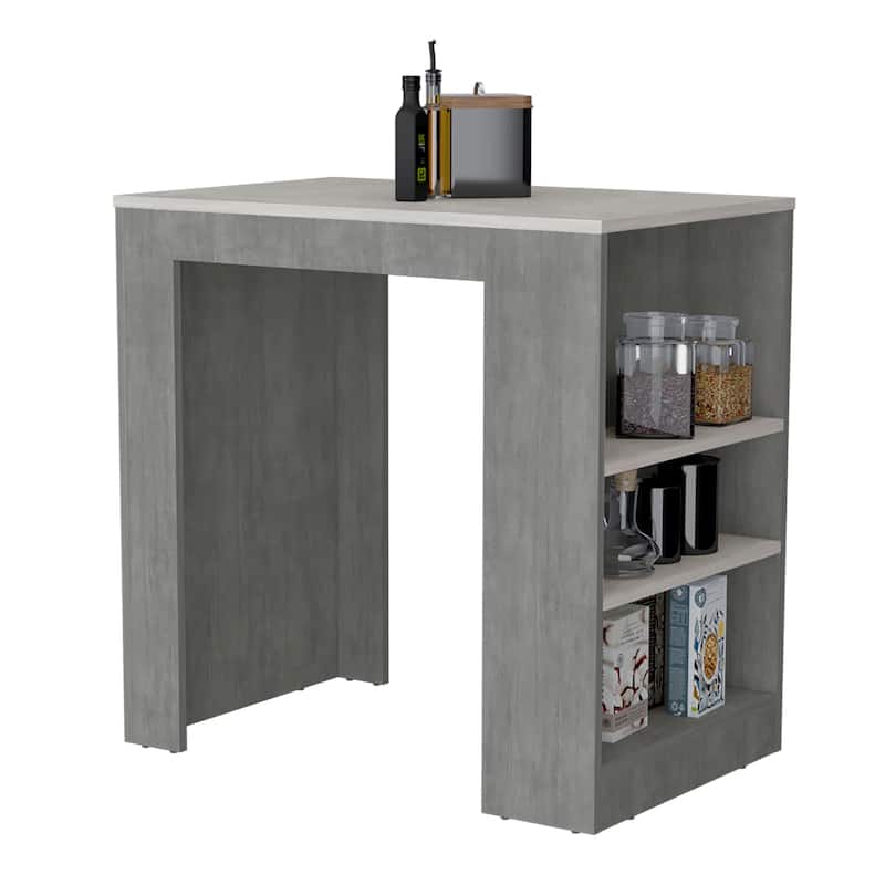 Kitchen Island, Kitchen Bar Table 36" H, 3-Side Shelves
