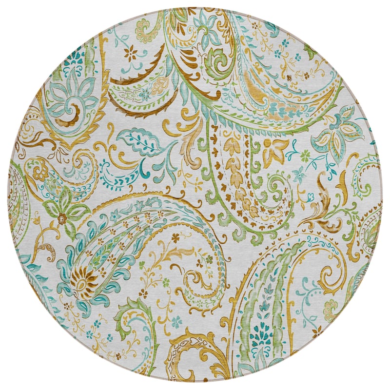 Machine Washable Indoor/ Outdoor Paisley Chantille Rug