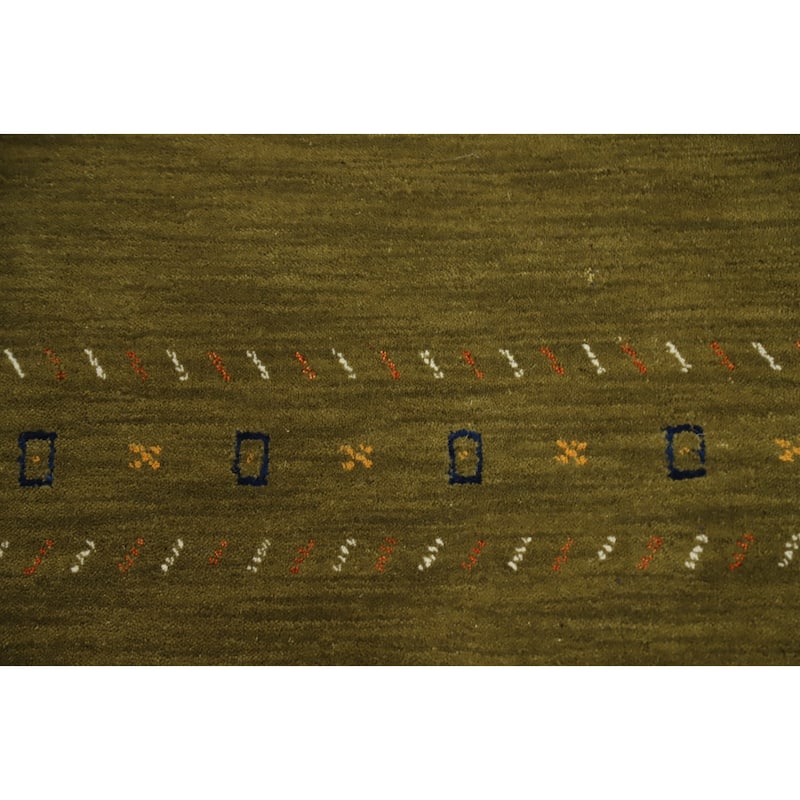 Hand Knotted Oriental 100% Wool Carpet Tribal Animal Pictorial Green Gabbeh Area Rug - 6' 11'' X 4' 7''
