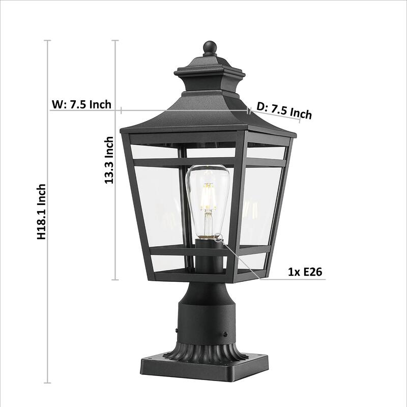 Elegant 16.5-Inch Black Outdoor Wall Sconce with Clear Glass - Large Waterproof Lighting Fixture for Porch, Patio, and Garage