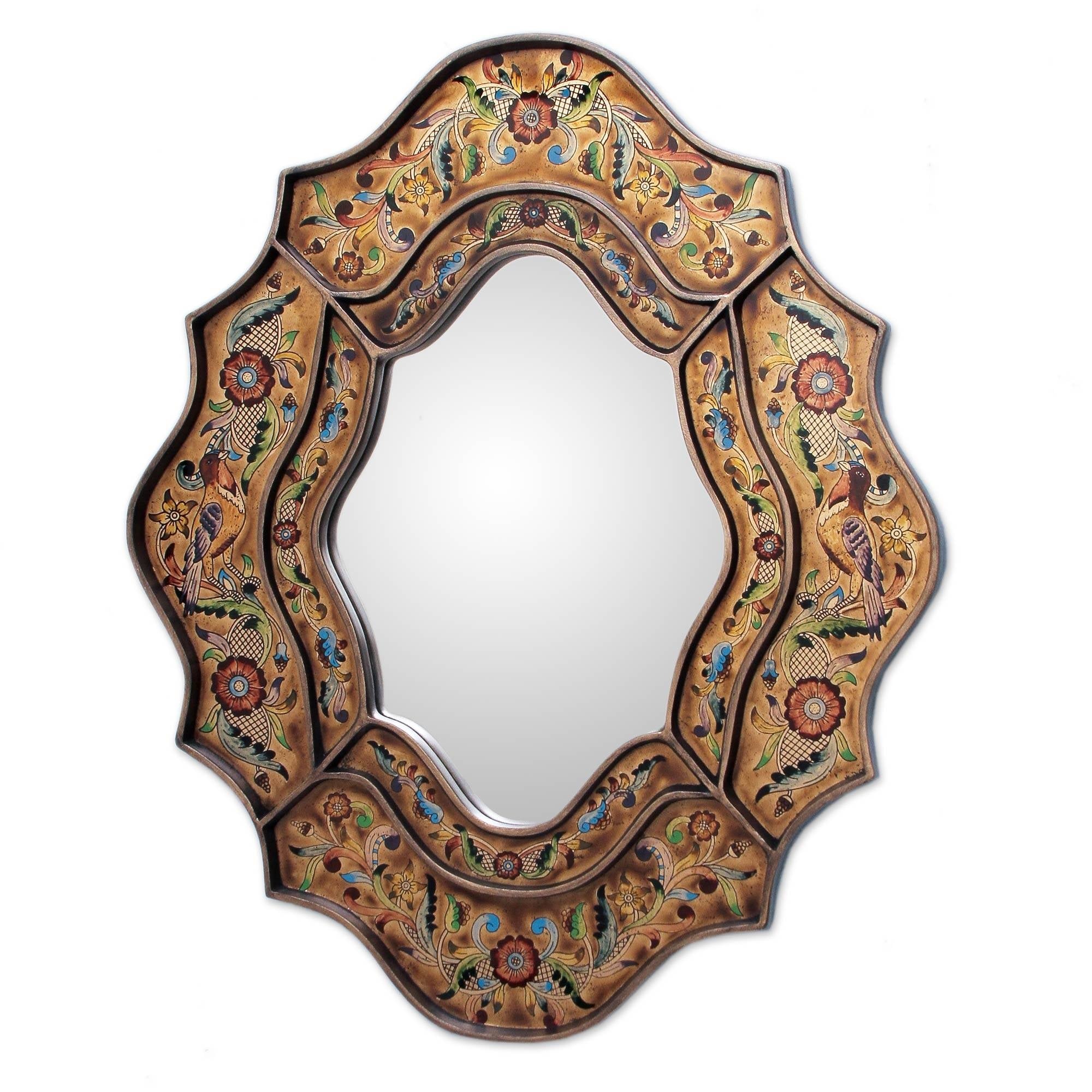 NOVICA Handmade 'Song of Spring' Wood-frame Mirror - 9.75" W x 13.0" H