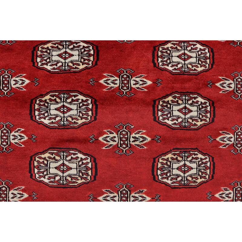 Rustic Bokhara McBride Red/Gray Hand Knotted Wool Rug - 6'2'' x 9'1''
