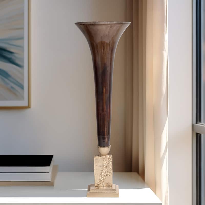 Sagebrook Home Glass two Tone Trumpet Vase - 9" x 9" x 31"